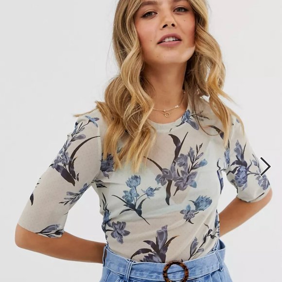 ASOS Tops - ASOS Sheer Mesh Floral Top
